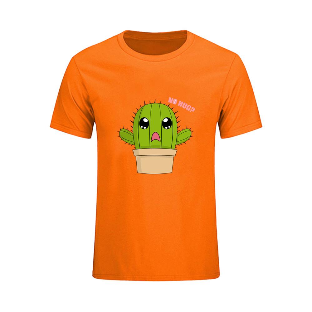 Crop Cactus Hug Pattern No Hug T Shirt Short Sleeve Custom T Shirts