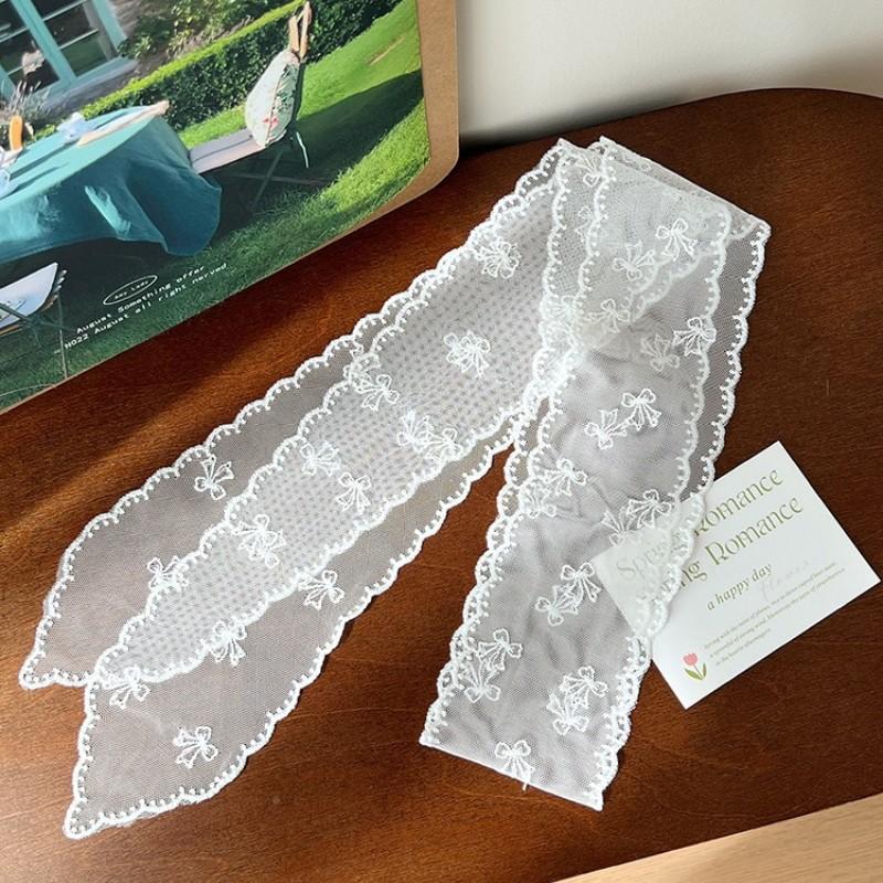 Cachecol de Renda Francesa Verão Bordado Vazado Fita Longa e Cinto Amarrar Faixa de Cabelo Decoração de Alça de Bolsas Cachecóis Longos