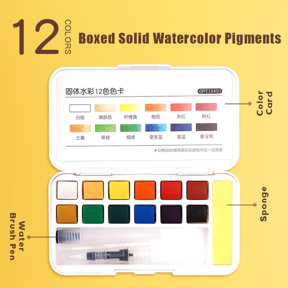 

With Water Brush Pen Watercolor Paint Set 12/18/24/36/48 Colors Solid Watercolor Pigment Painting Pigment Set School