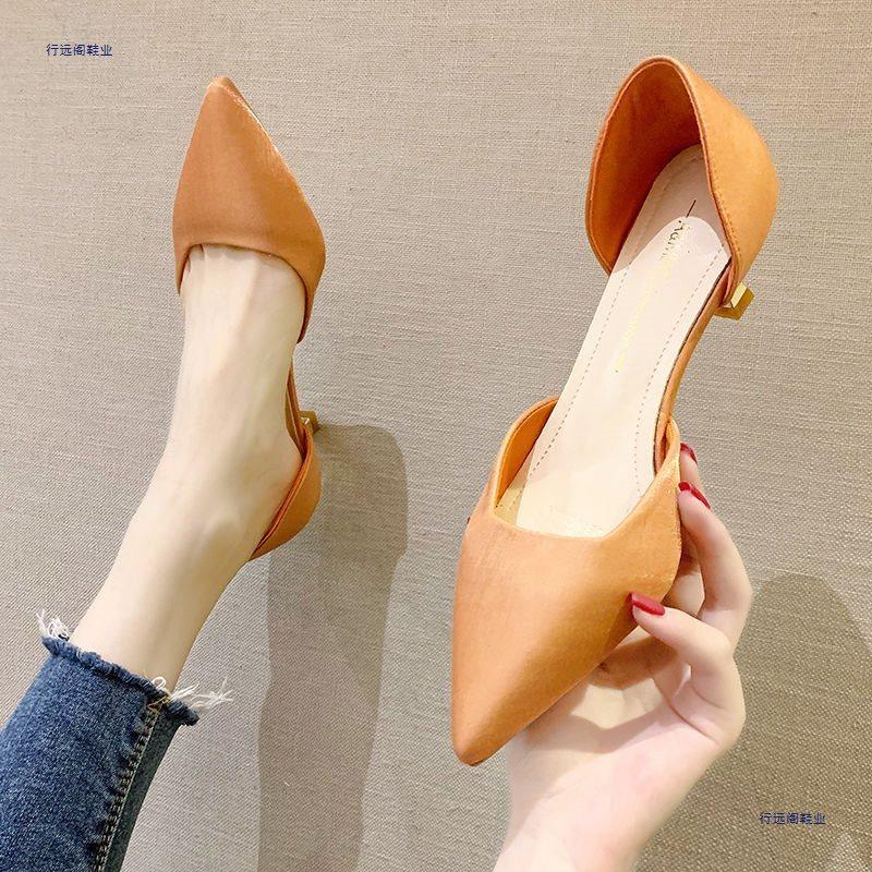 Pointed high heels women's stiletto spring new single shoes fashion satin hollow sandals