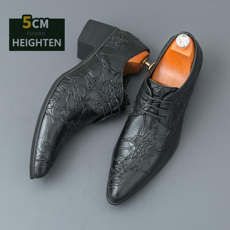 

Vintage bronze Men s Formal Shoes Comfortable High Heels Dress Shoes Man Pointed-toe Party Leather Shoes For Men chaussure homme 43