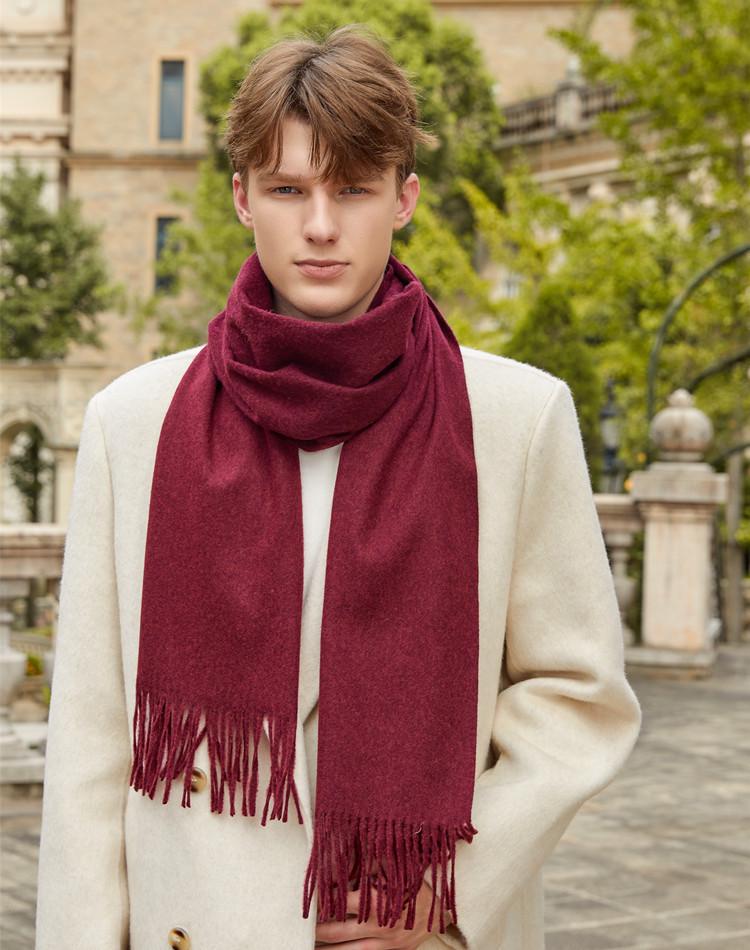 Men's and Women's High-End Wool Cashmere Scarf - Korean Style Solid Gray, Versatile Winter Accessory