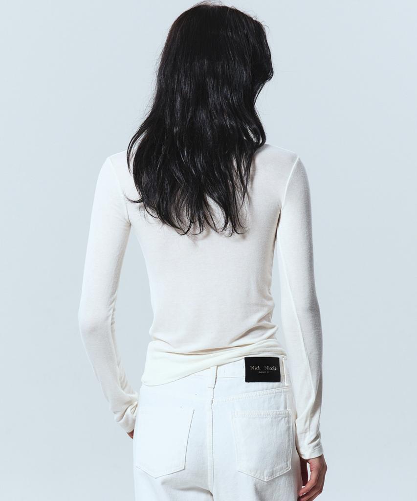 Nigaennikol [Essential] Minimal Round Sleeve Top_Ivory