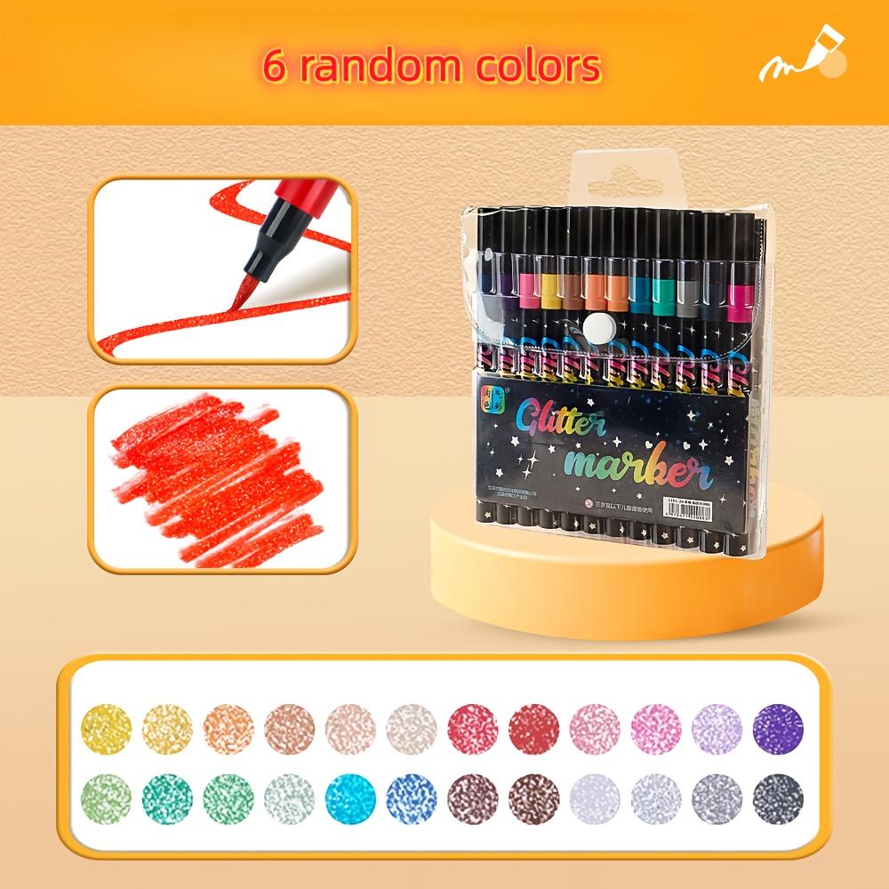 48 Renkli Simli Keçeli Kalemler - Simli Uçlu Neon Parlak Floresan Simli Kalemler, Yağ Bazlı Mürekkep, Orta Uç