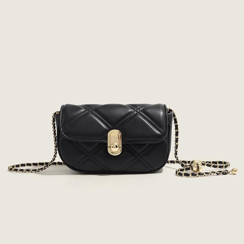 

Silver Mini Small Bag Women s 2026 Fashionable Rhomboid Chain Crossbody Light Luxury High-end Square чорний