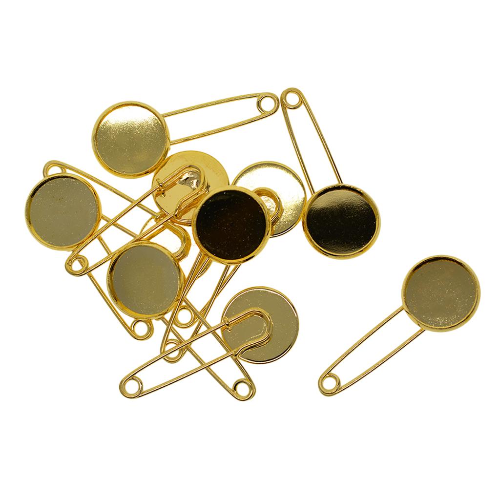 

10 шт., пустая брошь, установочная булавка для лацкана, безопасная заколка для хиджаба, основание 16 мм, серебро 16mm золотистый