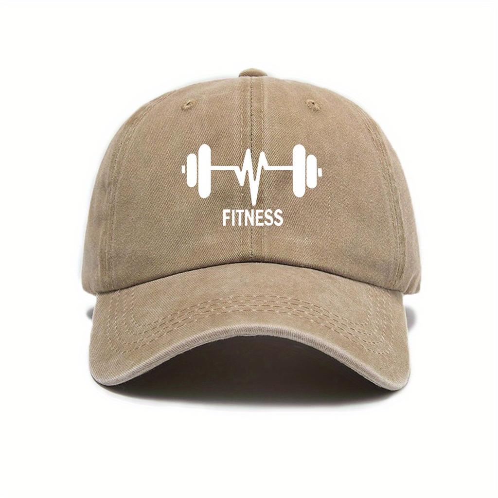 Dumbbell Print Baseball Cap for Male and Female Fitness Enthusiasts, Outdoor Leisure Running Sports Sun Protection Hat