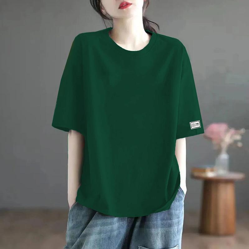 

Весняно-літній одяг футболка з коротким рукавом жіноча весняно-літня нова дизайнерська етикетка на манжетах універсальний топ 4XL зелений