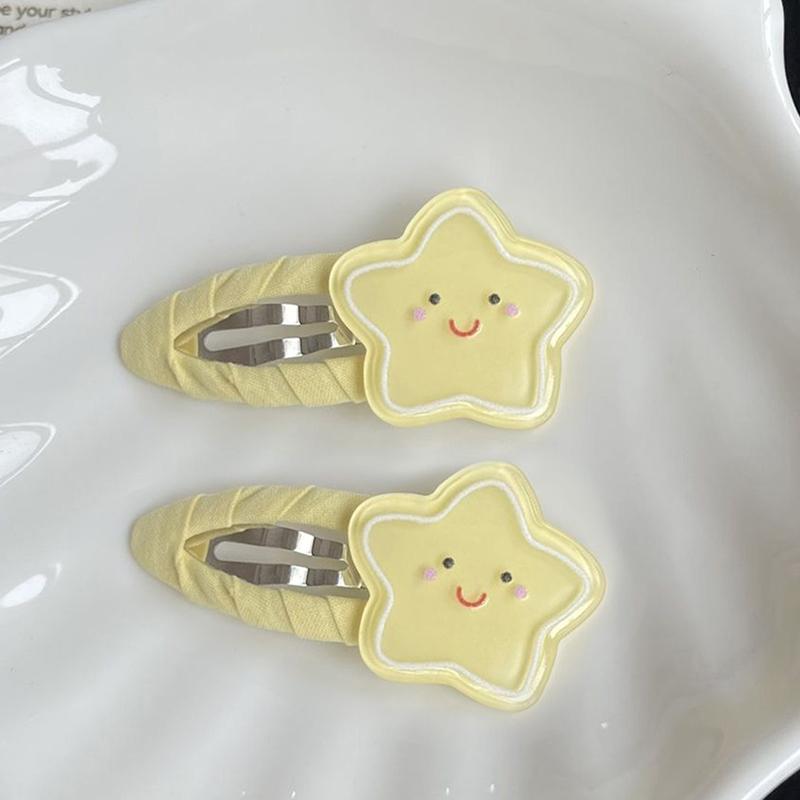 1 pár Sladké Hvězdičky s Úsměvem Sponky do Vlasů Univerzální Roztomilé Žluté Akrylové Sponky pro Ženy Dívky Kawaii Doplňky do Vlasů Dárky