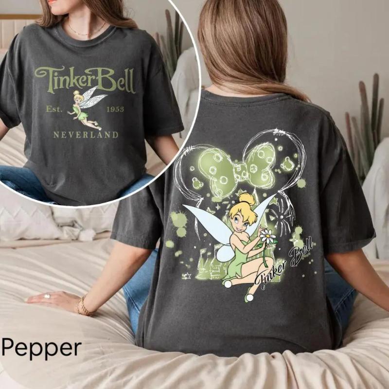 Ретро футболка Disney Динь-Динь Comfort Colors Динь-Динь 1953 Нетландия Питер Пэн Футболка Фея Волшебная футболка Футболки Disneyworld S