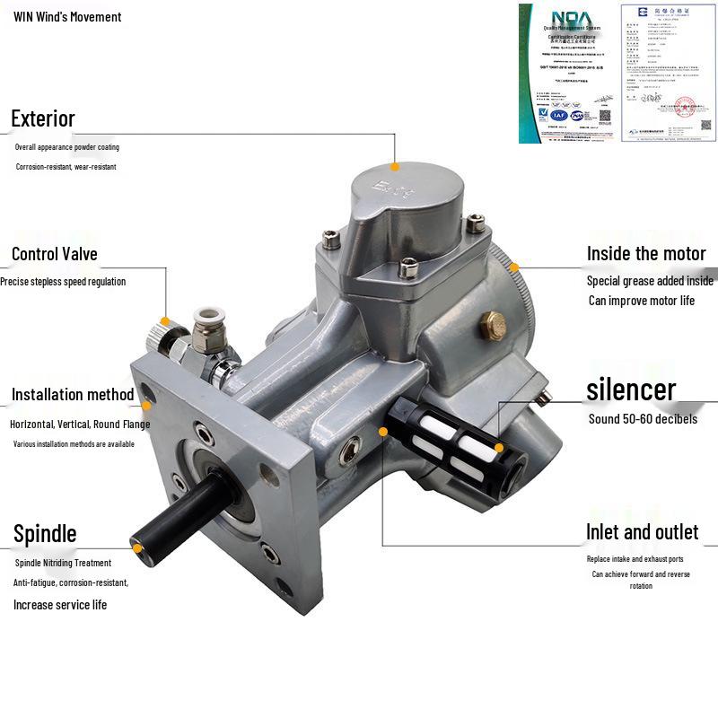 1/4HP Explosion-Proof Waterproof Pneumatic Piston Motor for Stirring - High Temp & Corrosion Resistant