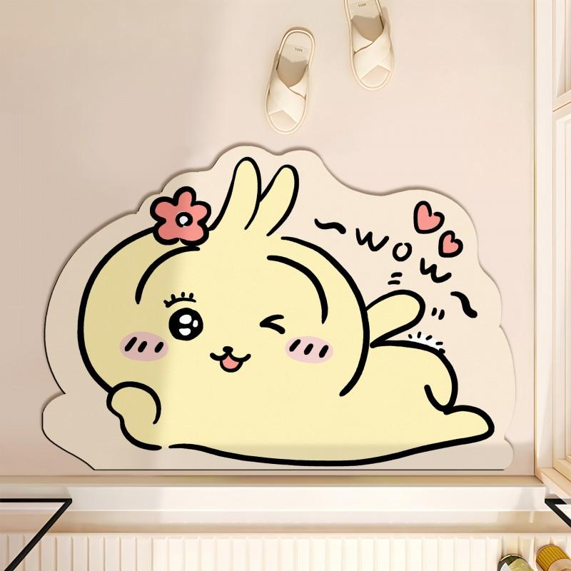 Cute Cartoon Diatomite Bath Mat Bathroom Toilet Door Non-Slip Absorbent Floor Rug In Multiple Designs