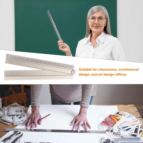 uxcell 30cm Folding Straight Ruler, Metric Aluminum Alloy Protractor, Foldable Angle Ruler, Geometry Measuring Tool for Architects, Artists, and Offic
