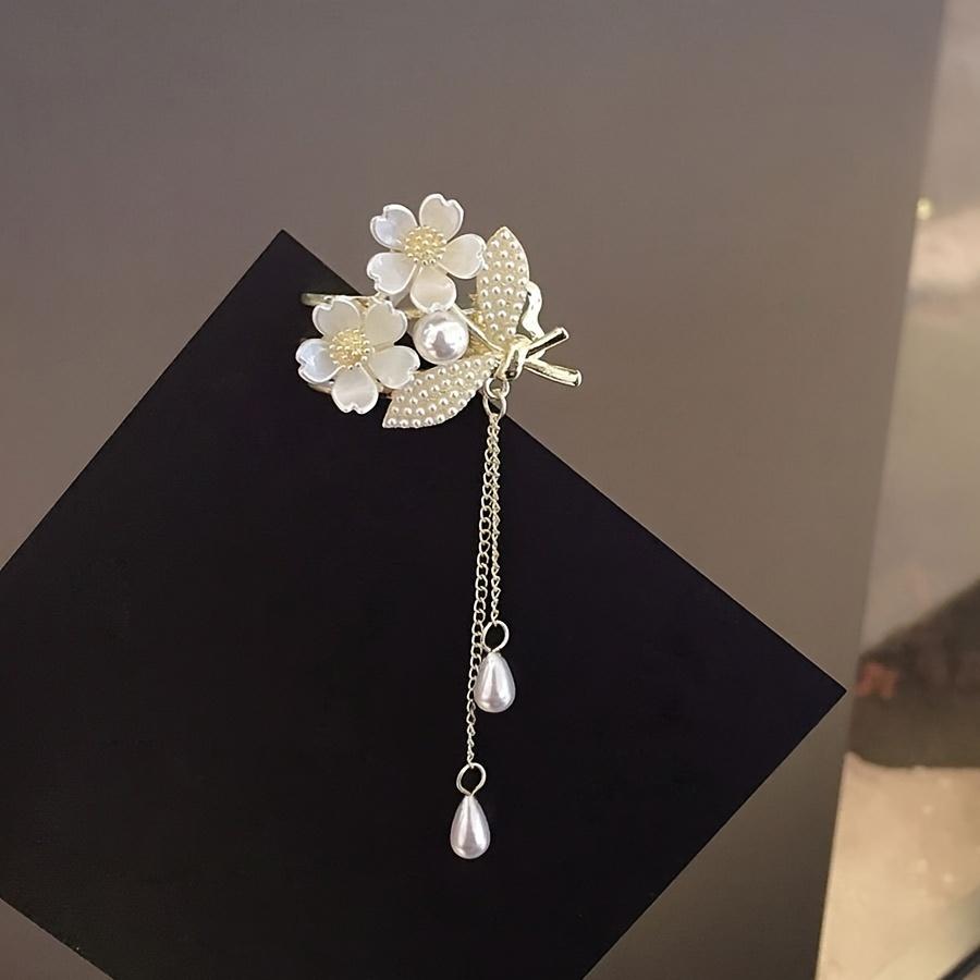 1PC Mori Elegant Lily of The Valley High Imitation Pearl Edge Clip Flower Temperament Fashion Fringed Hairpin