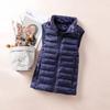 Women's Lightweight Down Vest, Korean Style, Stand-Up Collar, Slim-Fit, Sleeveless Jacket for Autumn and Winter.