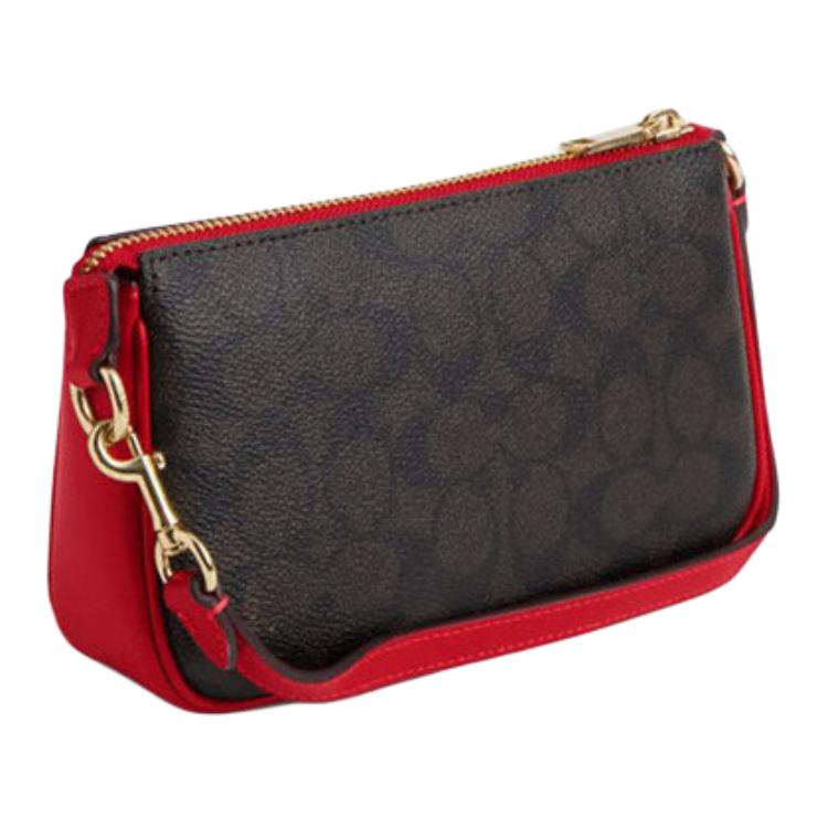 Coach Borsa a Spalla Tote Nolita 19 con Stampa Monogramma Chiusura a Zip Pelle PVC Piccola da Donna Marrone Scuro Rosso CY039-IMXD0