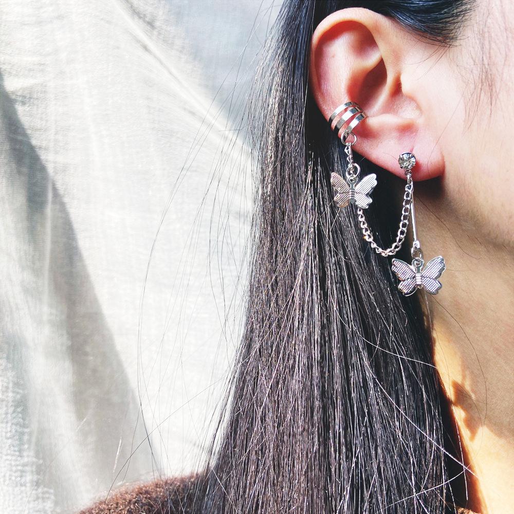 Unisex Butterfly Ear Cuff Earrings - No Piercing Faux Cartilage Jewelry Set
