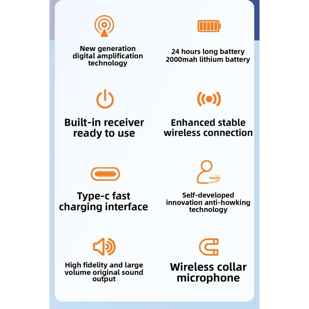 Wireless Voice Amplifier Rechargeable Clip-on Bluetooth Speaker Teaching & Streaming Loudspeaker Capacitive Microphone