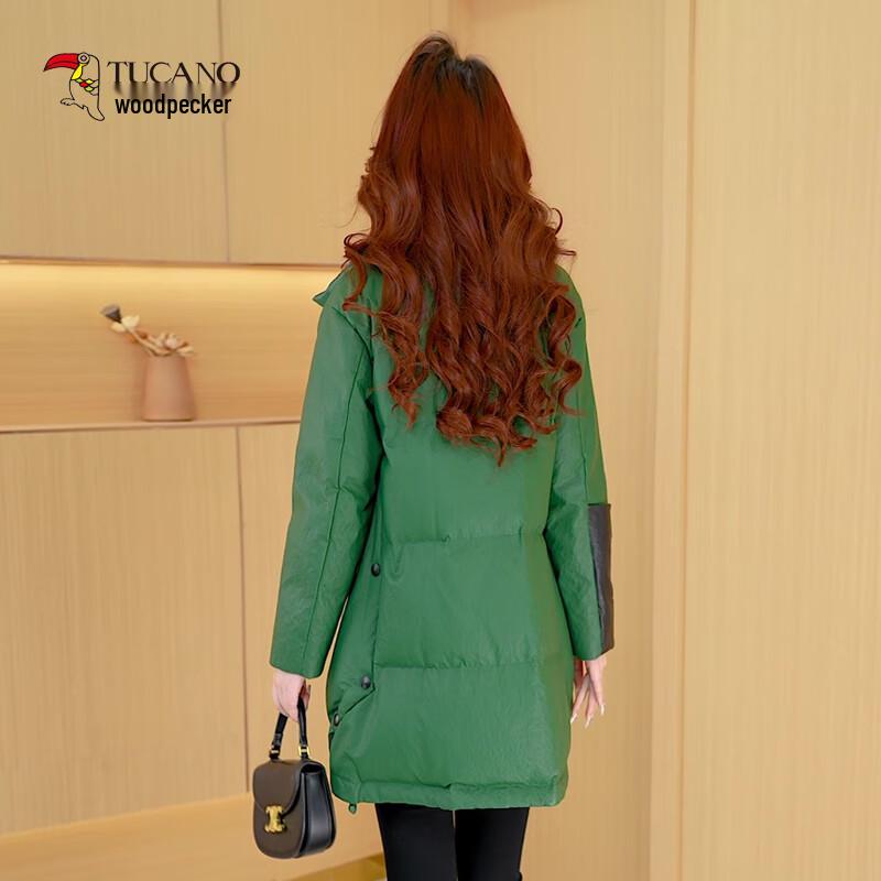 Tucano Women's Mid-Length PU Leather Down Jacket