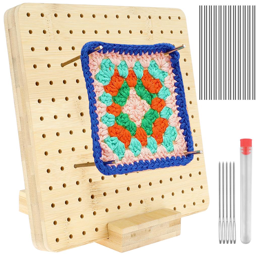 Wood Crochet Blocking Board Kit With Stainless Steel Rod Pins For Knitting Granny Squares Crochet Board Crafting Lovers Gifts