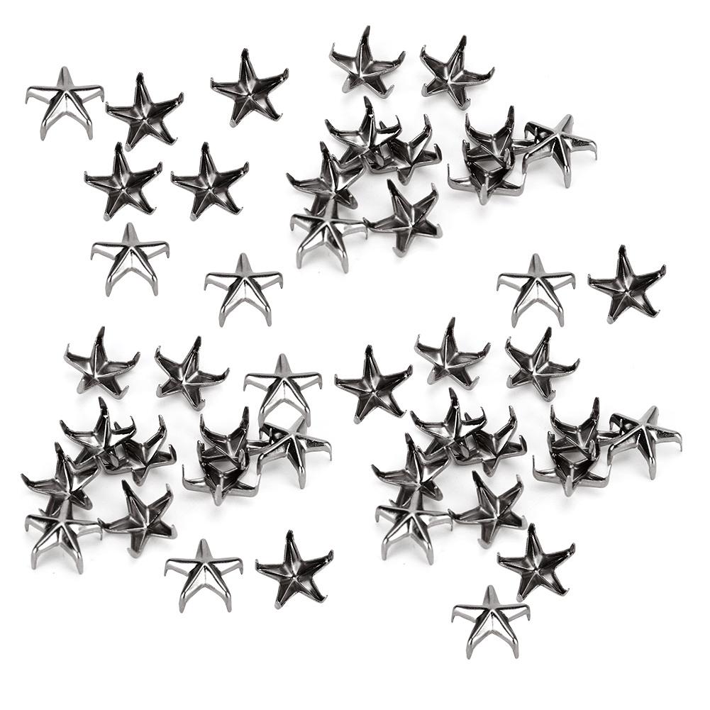 

200 шт. заклепок-звездочек, 5-конечные гвозди-звездочки, аксессуары для украшений сумок, шляп, 10 мм, черный цвет