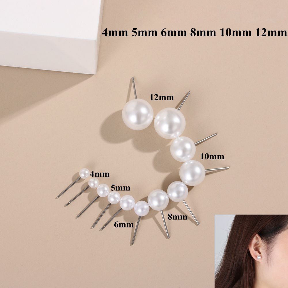 4mm 5mm 6mm 8mm 10mm 12mm Pearl Earrings Elegant Ear Stud Creative Gift Round Ball Earrings  Party