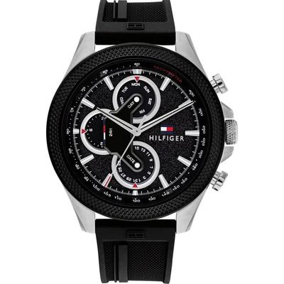 Montre Chronographe Homme Cadran Noir Bracelet Silicone 1792082