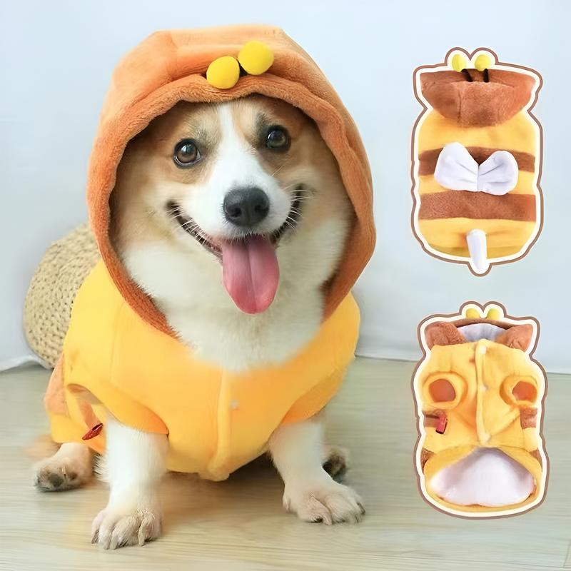 

Winter Dog Clothes Cartoon Bee Design Sweater Plush Hoodie For Dog Winter Windproof Dog Winter Coat Dog Clothes Pet Dog Cozy L