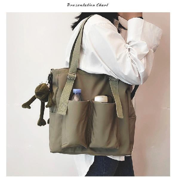 Spring New Ladies Shopping Bag Simple Fashion Handbag 2026 Nylon Waterproof Solid Color Messenger Large Capacity Shoulder Bag