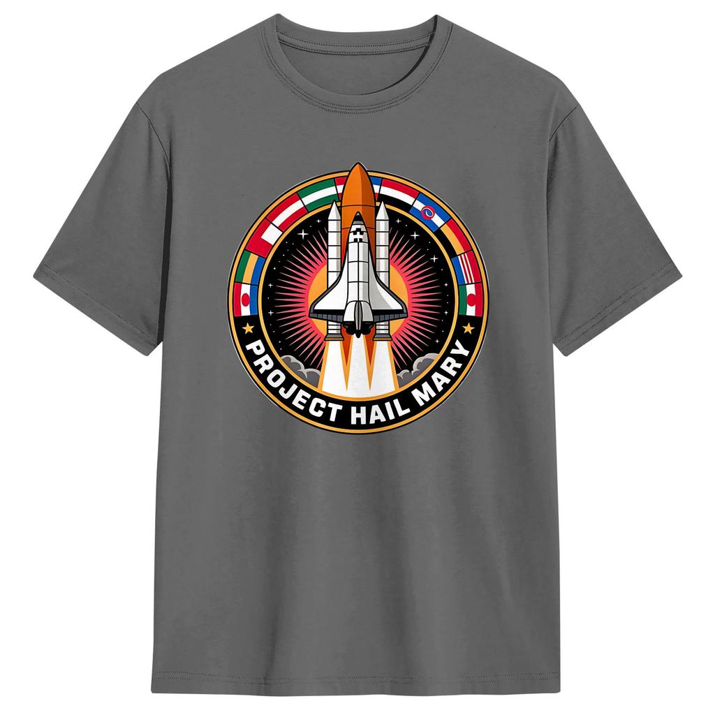 Project Hail Mary Raumfahrt Mission Logo T-Shirt Für Unisex Reine Baumwolle Vintage Rundhals Kurzarm Oversized Lässig Tägliche Oberteile