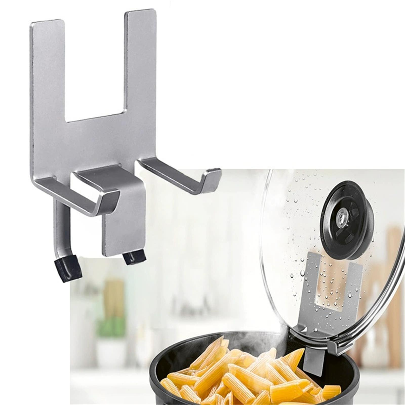 

Stainless Steel Pot Lid Holder – Silicone Pad Stand for Standard Pots, Pans & Bowls, Heat-Resistant Kitchen Lid Rest One Size