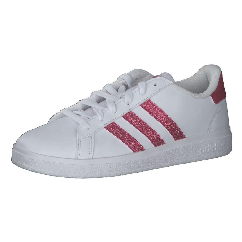 Adidas Grand Court Lifestyle Tennis Sneakers LKK25 Footwear Real White Size Cm Lace-Up Kids, White/Team Magenta/Footwear (GY4764), 19.0