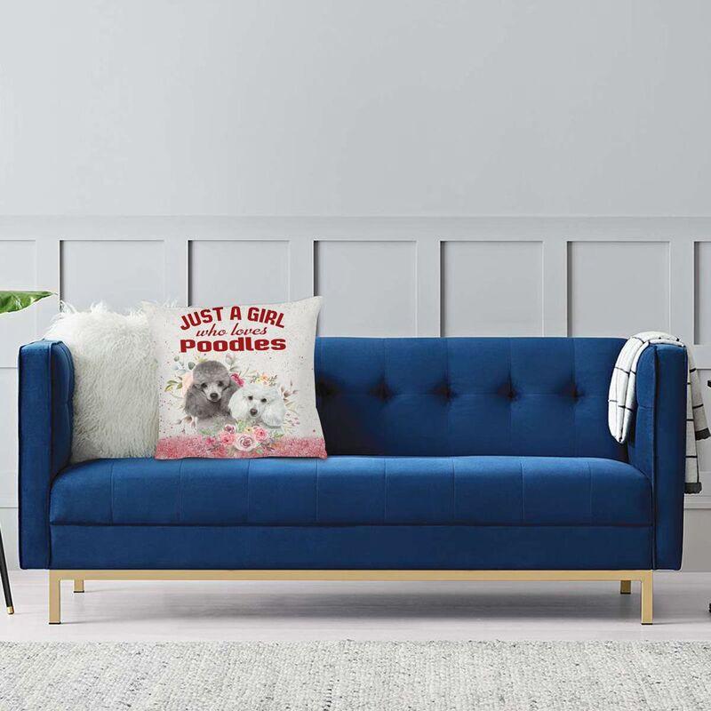 Husă de pernă cu grafică Pudel de lux 50*50 cm Poliester Pudel Dog Lover Husă de pernă pentru sufragerie Lenjerie de pat Canapea