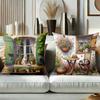 Charming Window With Flowers And Cat Pattern Pillows Polyester Pillowcase, Sofa Decorative Cushion Cov Headboard Pillow