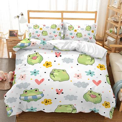 Animales de Dibujos Animados Rana Pollito Alpaca 3D Funda Nórdica Juego de Cama Edredón Ropa de Cama Fundas de Almohada Decoración de Habitación Individual Doble King Queen