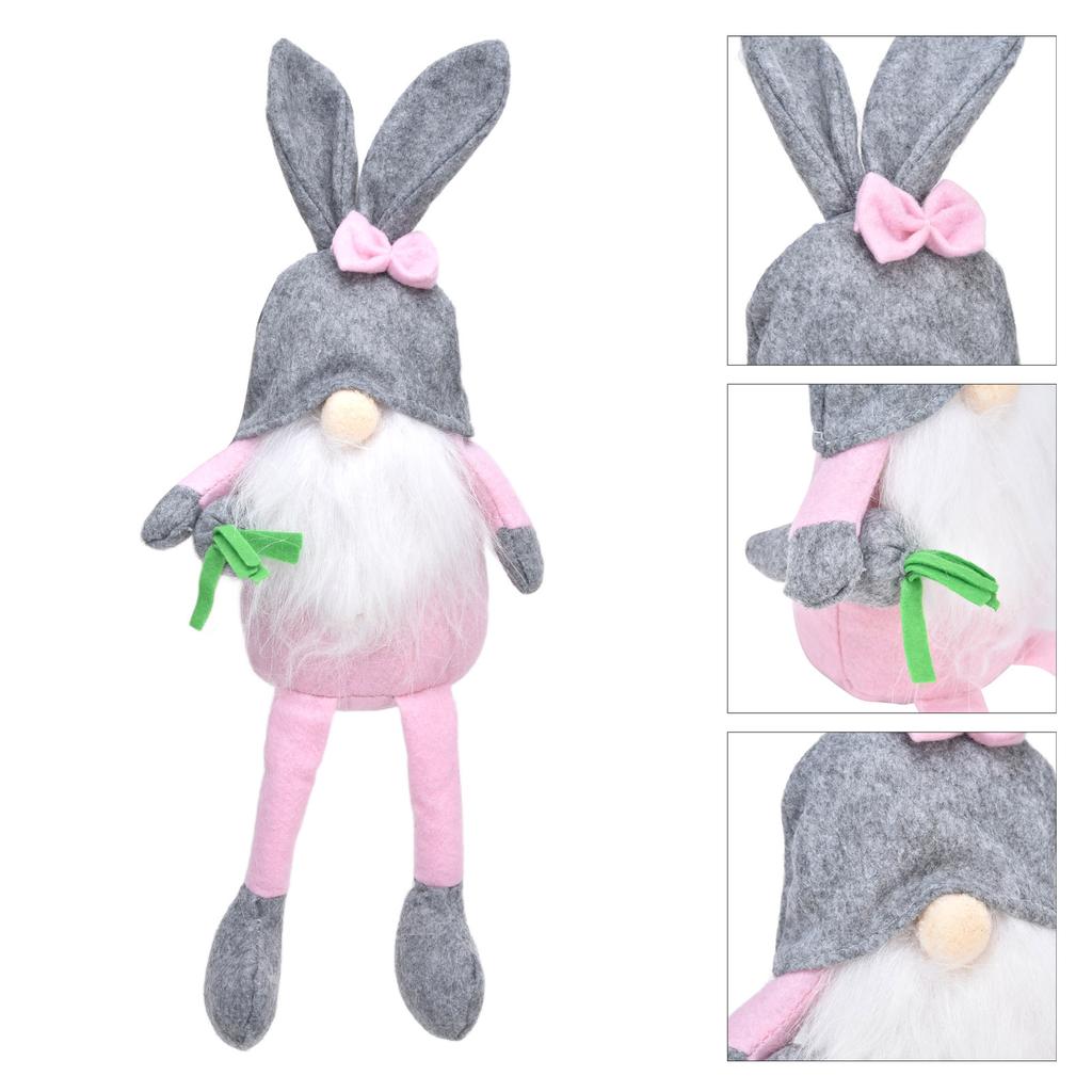 Easter Bunny Gnome Dolls Soft Fabric Long Leg Cute Faceless Gnome Ornament for Home Decoration