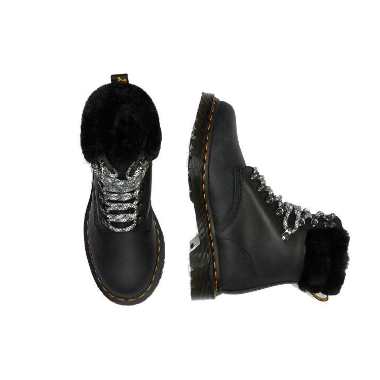 Dr. Martens Leather Yellow Piped Stitch Short Boots Women boots Black 26951001