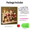 Handmade Framed Pearl Painting Set with Christmas Nutcracker Fireplace Design 5D Shiny Bead Art Canvas Creative Craft for Room Decor