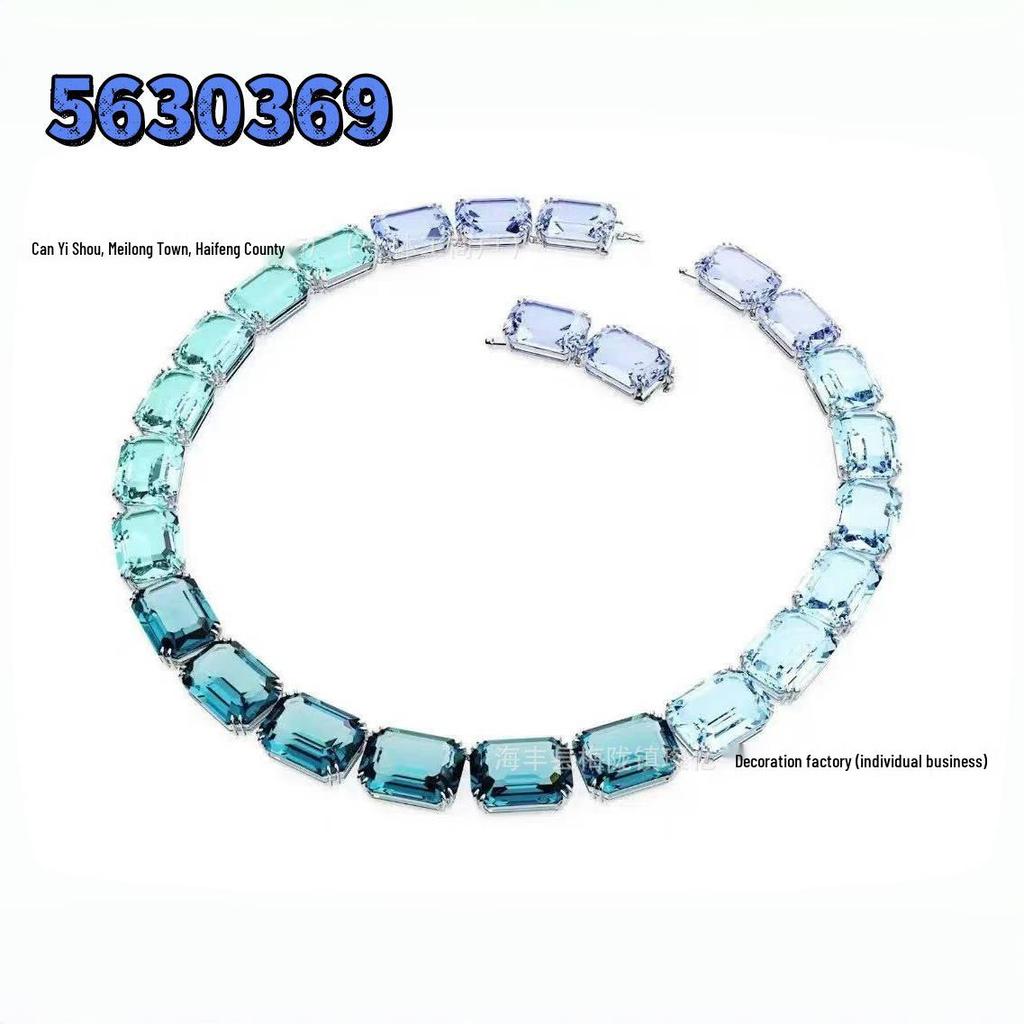 Shi Family Exquisite Purple Octagonal Rhinestone Necklace & Choker Bracelet Set