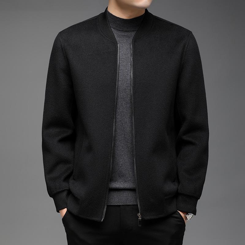 Men's Winter Wool Coat with Stand Collar - Casual, Loose-Fit Cardigan for Middle-Aged and Young Men