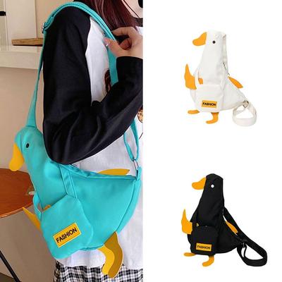 Novetly Funny Duck Crossbody Bag Korean Style Cartoon Chest Bag Lovely Duck Shoulder Bag  Travel