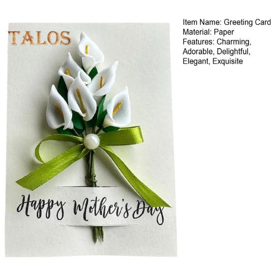 Karta ke Dni matek s kálou Umělá květina kála Přání Ručně vyráběná 3D karta s kyticí květin pro matku babičku