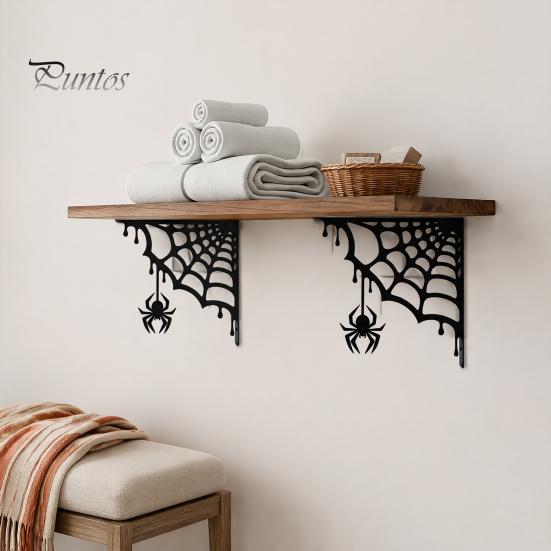 Gothic Home Accents 2Pcs Spider Web Corner Metal Wall Art, Signs Outdoor Decor, Unique Garden Hanging Minimalist Aesthetic Sculpture for Living