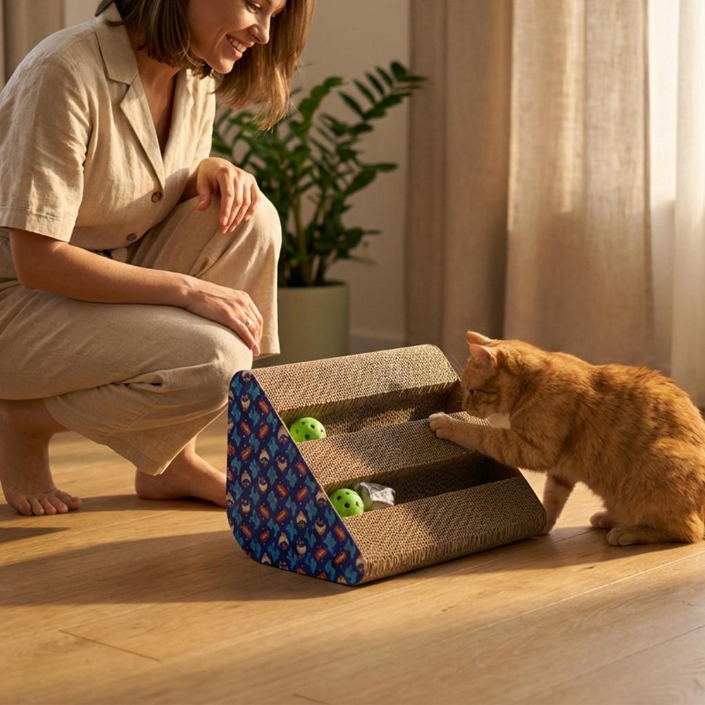 Premium Corrugated Cats Scratcher Pad - Comfortable Scratching Bed For Cats
