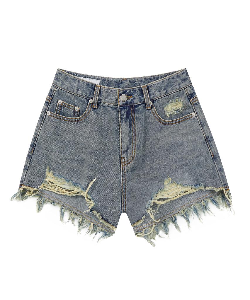 Awodeijeu Cut-Off Vintage Denim Shorts [Vintage Black]