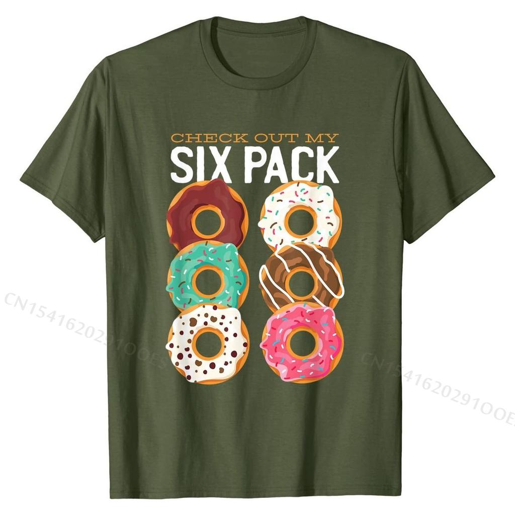 Funny  Gift Check Out My Six Pack Donuts T-Shirt Company Design Tshirts Cotton Men's Tops Tees Summer