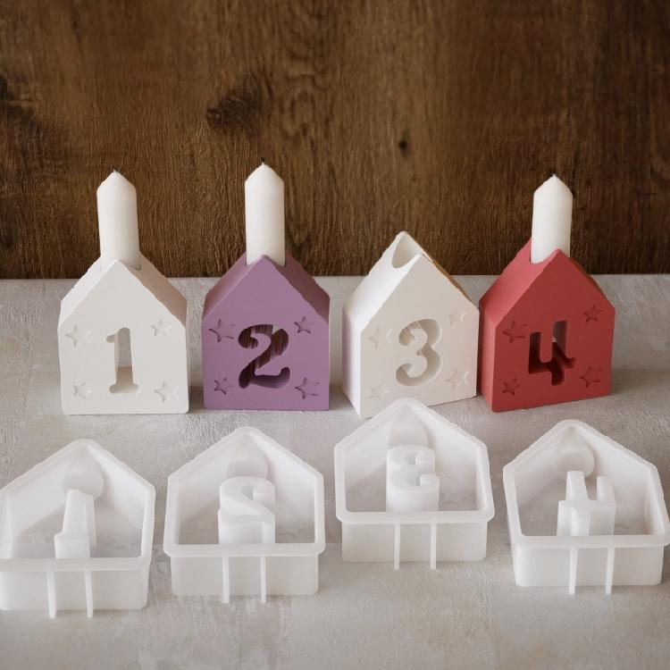 4pcs Flexible Sturdy Silicone Mold Accessory for Crafting Number Candle and Decorative Pieces for Family Gatherings