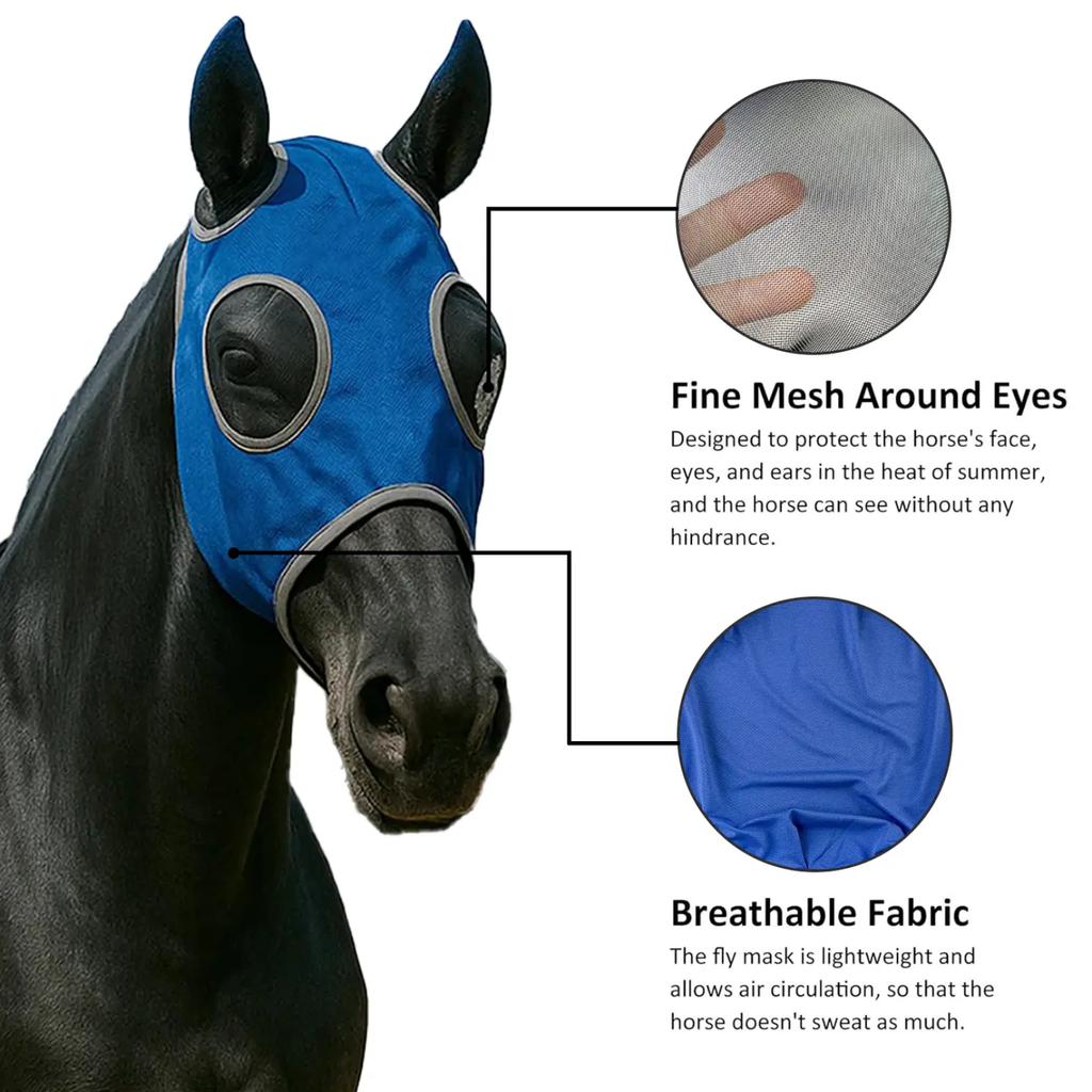 Breathable Mesh Face Mask Mosquito Repellent Horse Face Cover Adjustable Horse Face Mask Eye Protection Equestrian Activities