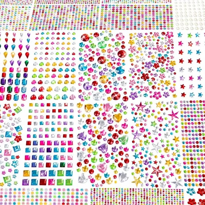 Zelfklevende Strass DIY Stickers - Kleurrijke Acryl Edelsteen Glitter Stickers, Multifunctionele Herbruikbare Knutselstickers