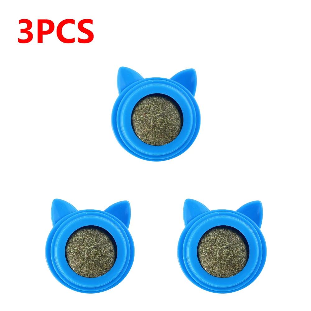 1-3pcs Pet Catnip Toys Wall Ball Licking Snacks Safety Healthy Rotatable Lick Ball Toys Teeth Cleaning for Cats of All Breeds